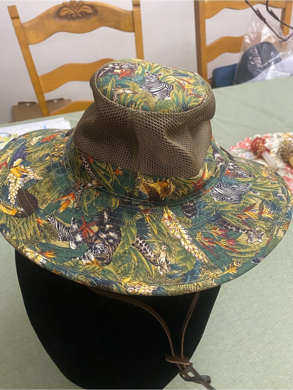 Dorfman Pacific Co. Tropical Jungle Wide Brim Sun Hat - Safari Animal Print XL